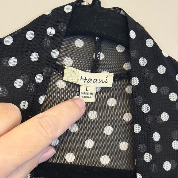 Haani Polka Dot Open Front Cardigan Black Large - Picture 2 of 5